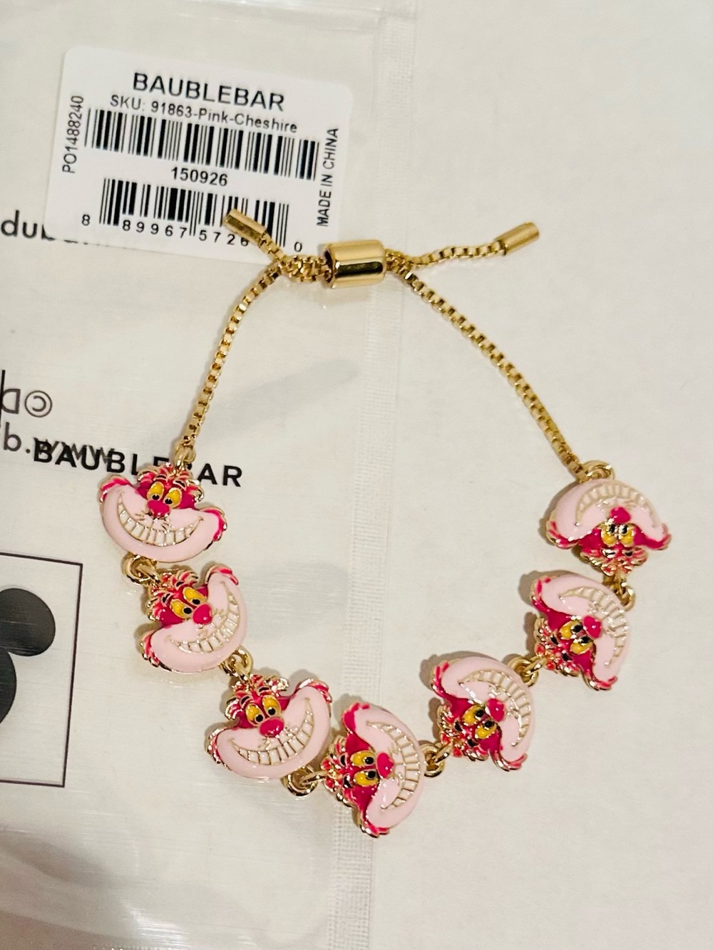 Baublebar NWT Alice In Wonderland Cheshire Cat Repeating Faces Braces